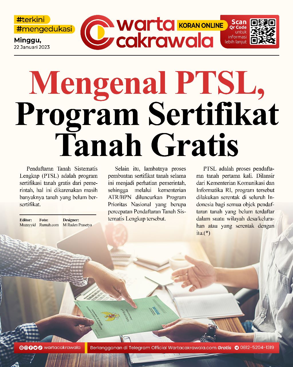 Koran Online: Mengenal PTSL, Program Sertifikat Tanah Gratis